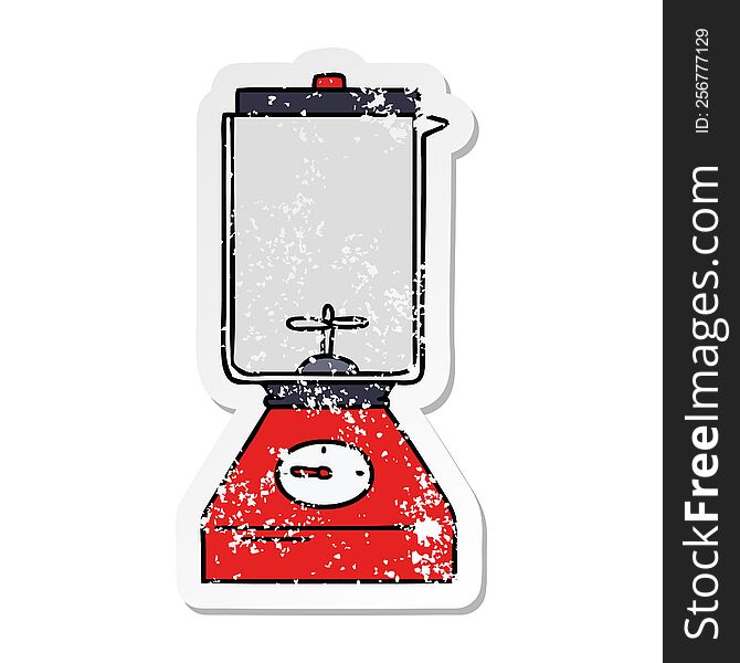 hand drawn distressed sticker cartoon doodle of a food blender