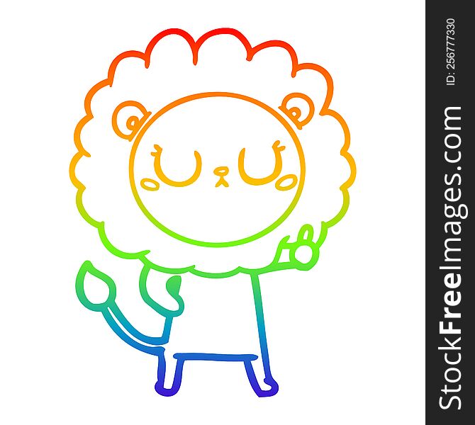 rainbow gradient line drawing of a cartoon lion