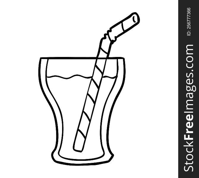 line drawing of a glass of cola. line drawing of a glass of cola