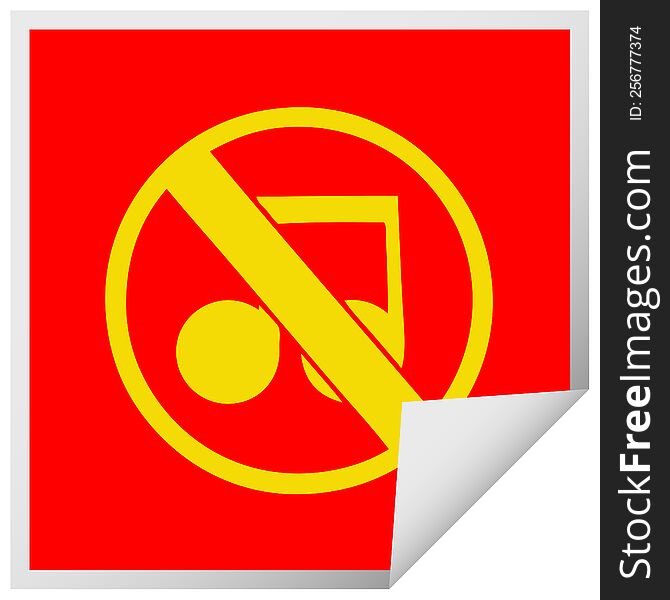 Square Peeling Sticker Cartoon No Music Sign