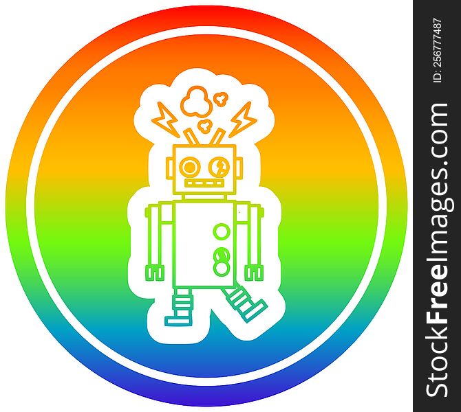 Malfunctioning Robot Circular In Rainbow Spectrum