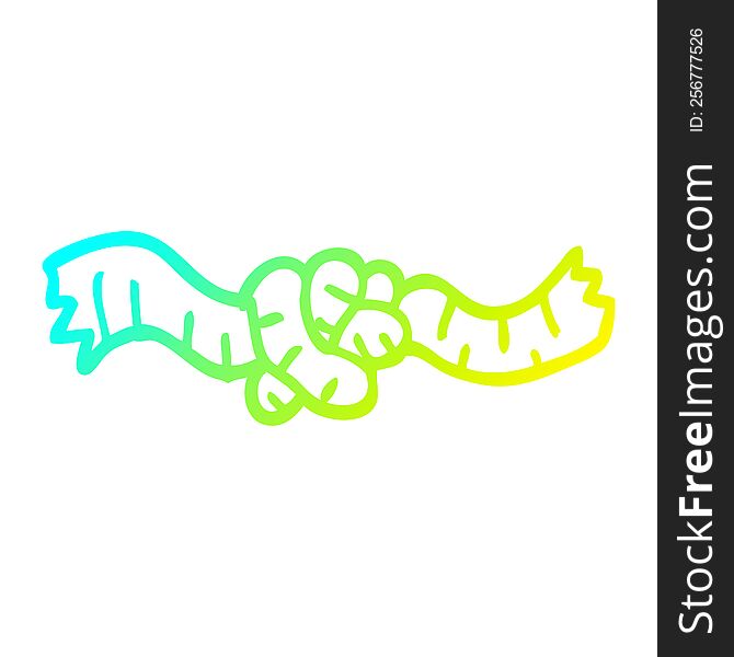 cold gradient line drawing of a cartoon tied rope