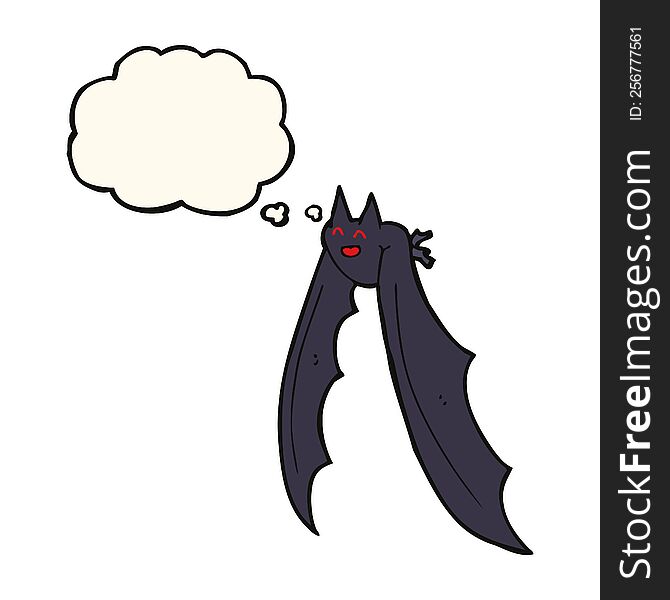 Cartoon Flying Bat With Thought Bubble