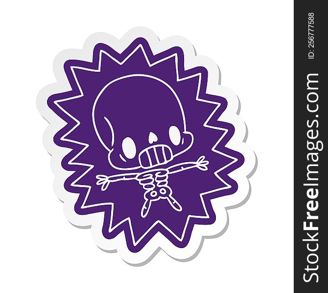 cartoon sticker kawaii electrocuted skeleton
