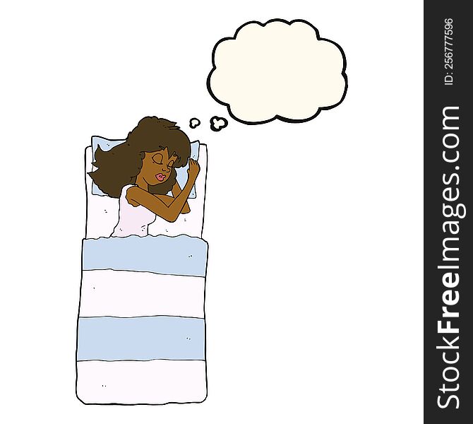 Cartoon Sleeping Woman With Thought Bubble