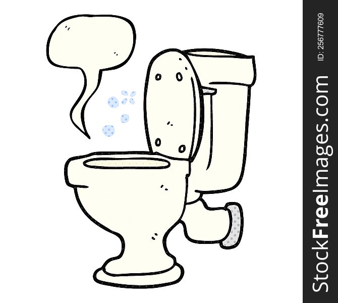 freehand drawn comic book speech bubble cartoon toilet