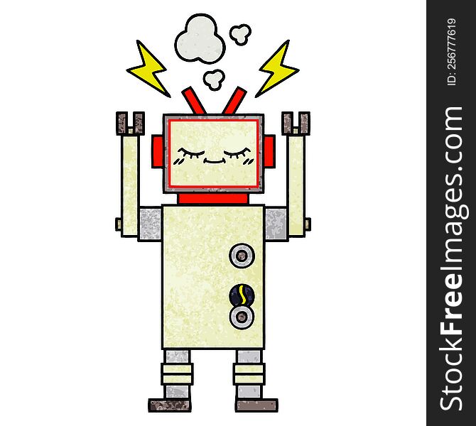 Retro Grunge Texture Cartoon Dancing Robot
