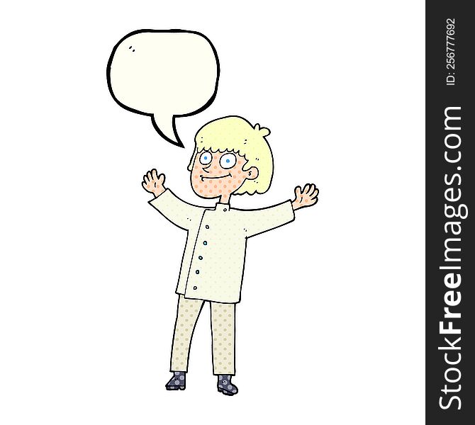 freehand drawn comic book speech bubble cartoon chef