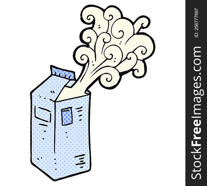 Comic Book Style Cartoon Milk Carton Exploding