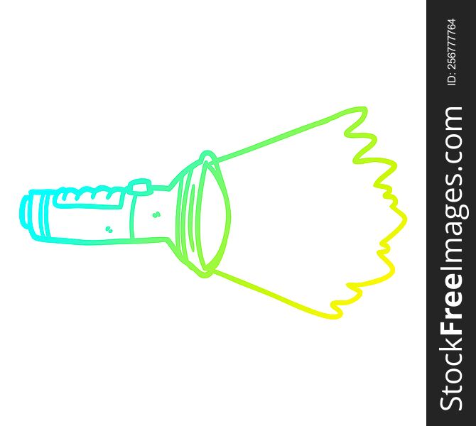 cold gradient line drawing of a electric torch shining