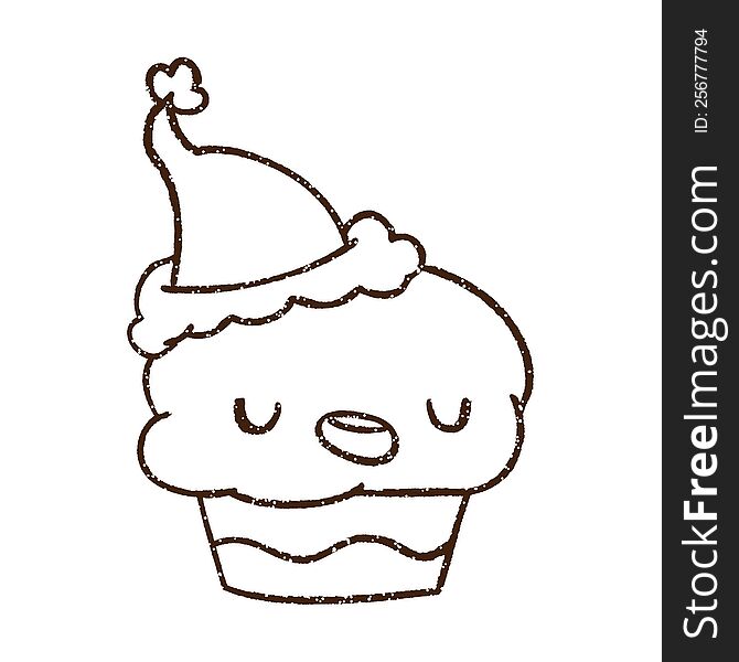 Christmas Cupcake Charcoal Drawing