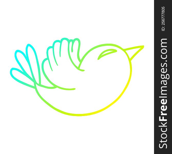cold gradient line drawing of a cartoon bluebird