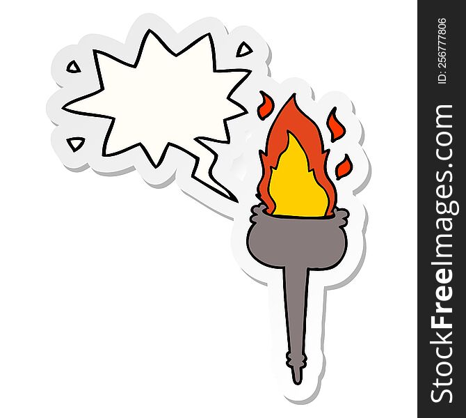 Cartoon Flaming Chalice And Speech Bubble Sticker