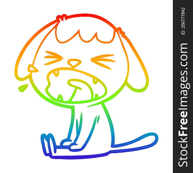 Rainbow Gradient Line Drawing Cute Cartoon Dog Barking