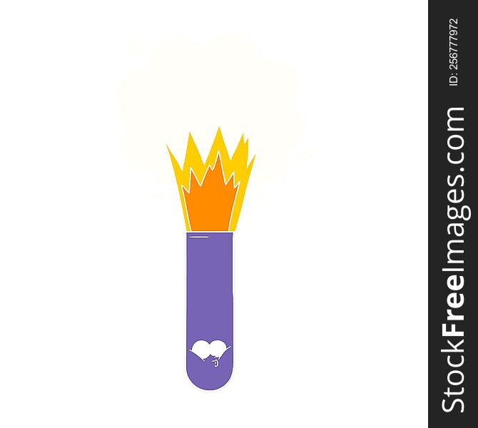 flat color style cartoon exploding chemicals in test tube
