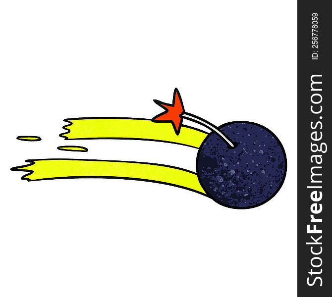 Textured Cartoon Doodle Of A Lit Bomb