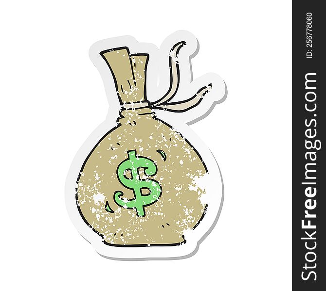 retro distressed sticker of a cartoon bag of money