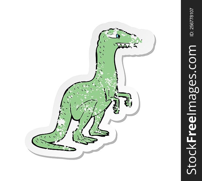 Retro Distressed Sticker Of A Cartoon Dinosaur