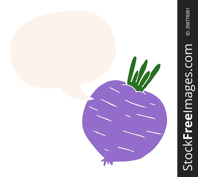 cartoon vegetable with speech bubble in retro style