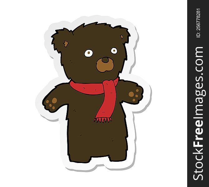 Sticker Of A Cartoon Cute Black Bear