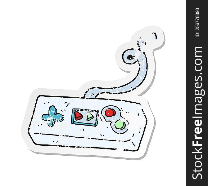 retro distressed sticker of a cartoon game controller