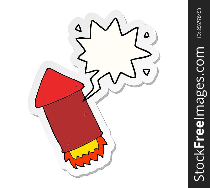 Cartoon Rocket And Speech Bubble Sticker