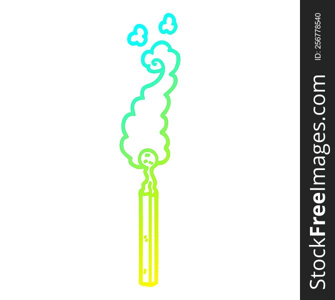 cold gradient line drawing of a cartoon burnt match