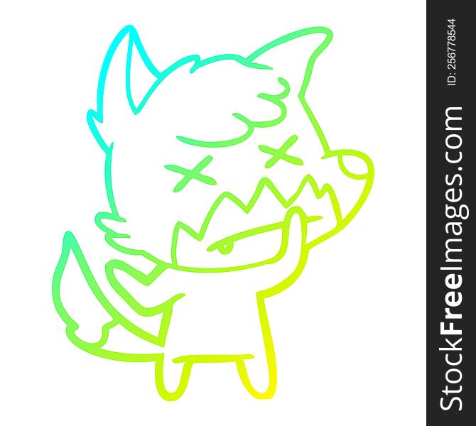 Cold Gradient Line Drawing Cartoon Dead Fox