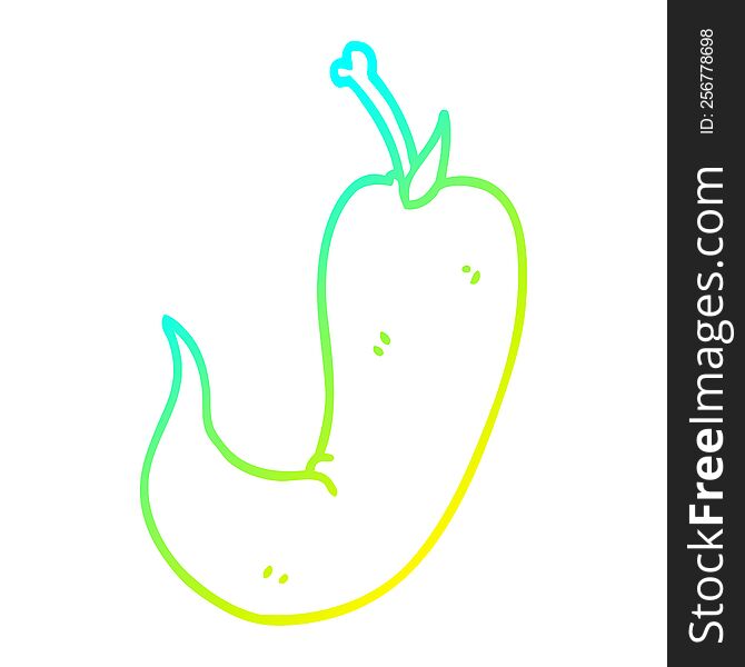 cold gradient line drawing of a cartoon chilli pepper