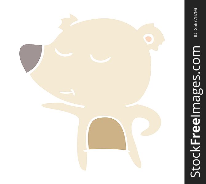 Happy Flat Color Style Cartoon Bear Pointing
