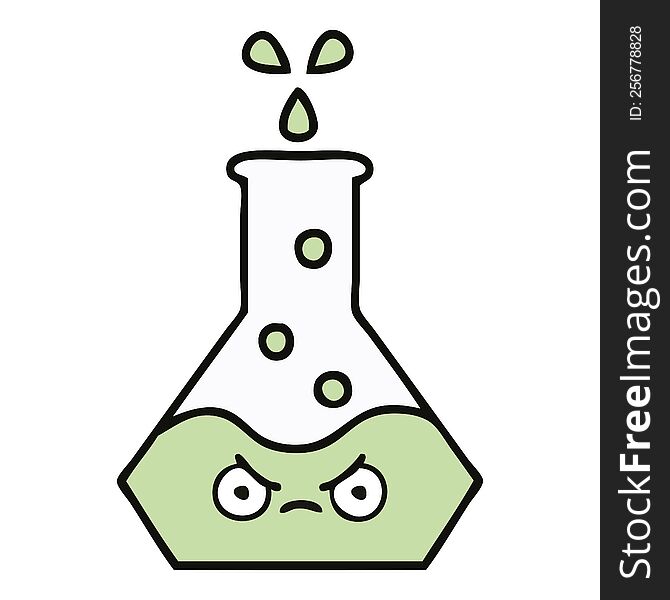 cute cartoon of a science beaker. cute cartoon of a science beaker