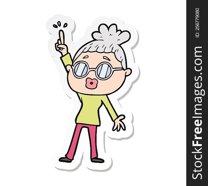 sticker of a cartoon dancing woman wearing spectacles