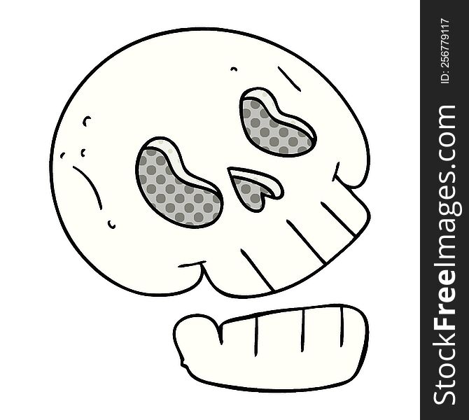 Quirky Comic Book Style Cartoon Skull