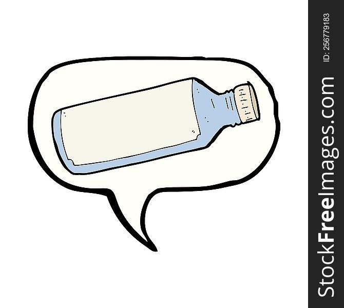 cartoon water bottle with speech bubble