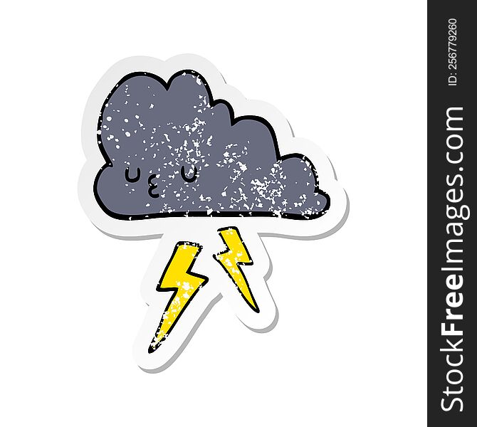 Distressed Sticker Of A Cartoon Storm Cloud