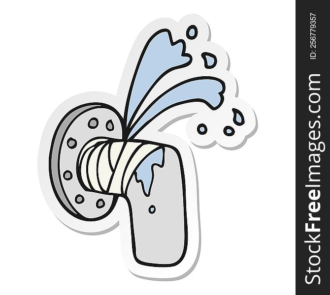 Sticker Of A Cartoon Leaky Pipe