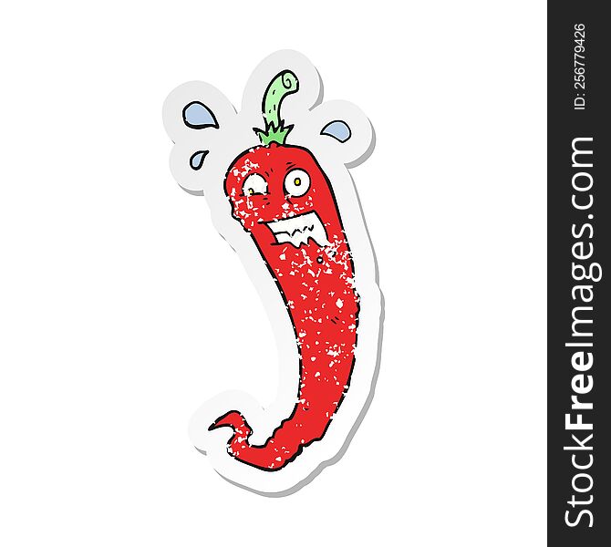 retro distressed sticker of a hot chilli pepper cartoon