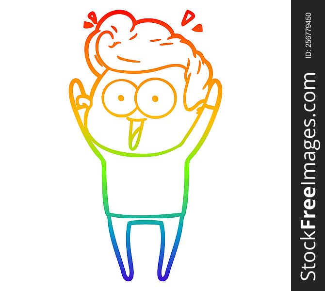Rainbow Gradient Line Drawing Cartoon Man
