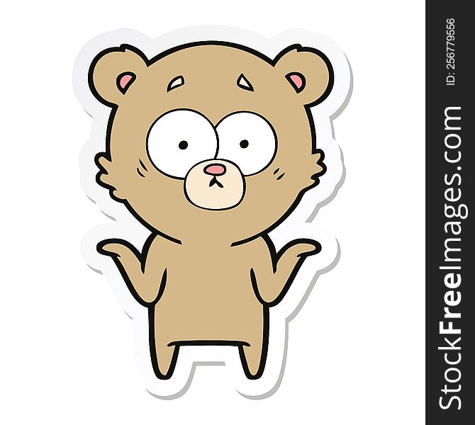 Sticker Of A Cartoon Bear Shrugging Shoulders