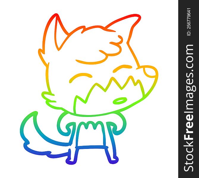 Rainbow Gradient Line Drawing Cartoon Fox