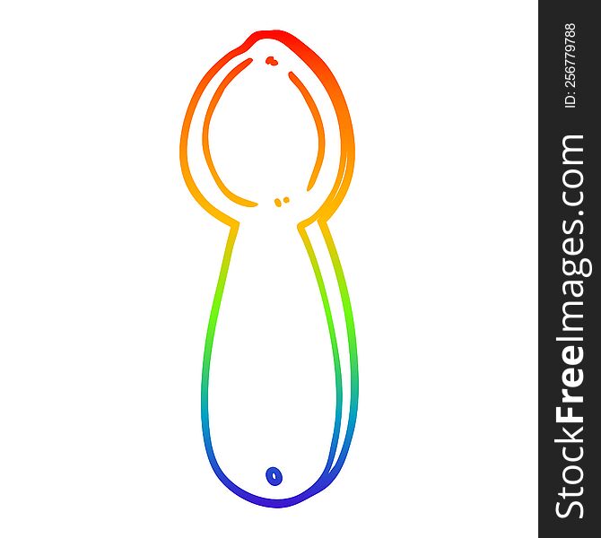 rainbow gradient line drawing of a cartoon spoon