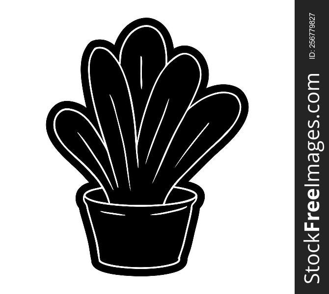 Cartoon Icon Drawing Of A Green Indoor Plant