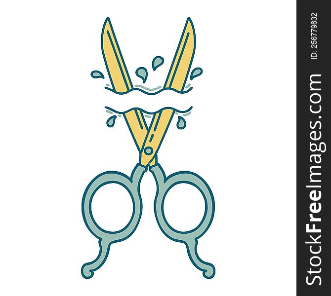 iconic tattoo style image of barber scissors. iconic tattoo style image of barber scissors