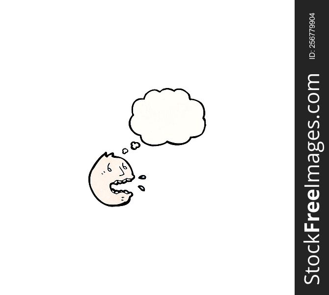 Cartoon Stressed Face Symbol With Thought Bubble