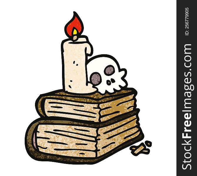 cartoon doodle spooky old spell books