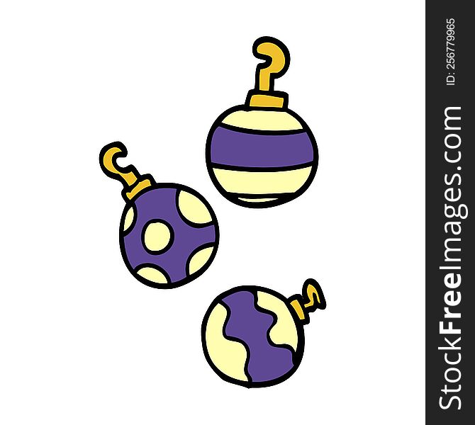 cartoon doodle xmas baubles