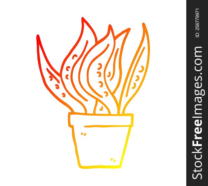 warm gradient line drawing of a cartoon house plant