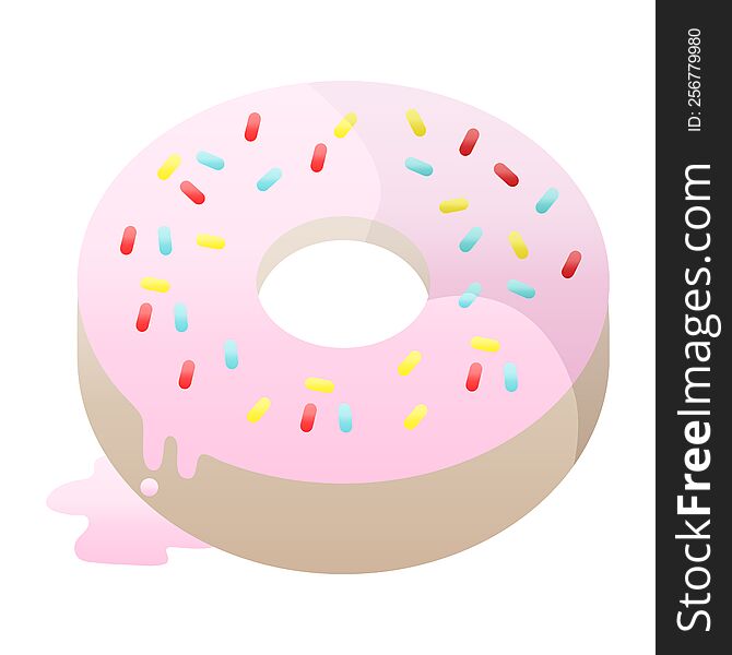 Flat colour illustration of a tasty iced donut. Flat colour illustration of a tasty iced donut