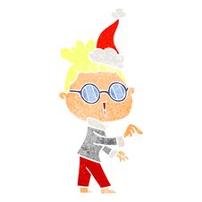 Retro Cartoon Of A Woman Wearing Spectacles Wearing Santa Hat Royalty Free Stock Image