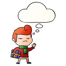 Cartoon Cool Guy With Fashion Hair Cut And Thought Bubble In Smooth Gradient Style Stock Photos Cartoon Cool Guy With Fashion Hair Cut And Thought Bubble In Smooth Gradient Style Stock Photos